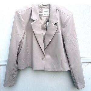 Abercrombie and Fitch Blazer Women XL Beige Neutral Crop Long Sleeve w/ tags
